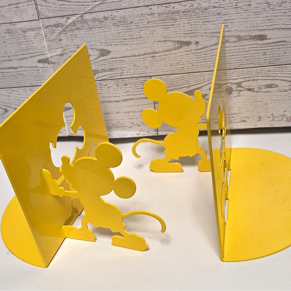 Möller Design Mickey Mouse Bookends Michael Graves Yellow Metal Disney Set Of 2